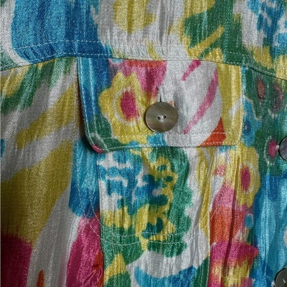 Ruby Red Pastel Round Neck Over Coat Pastel Multi Color Floral Blazer Jacket 20W - Picture 8 of 10